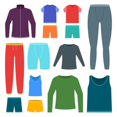 Erkekler spor kıyafetleri set vektör çizimi beyaz arkaplan izole