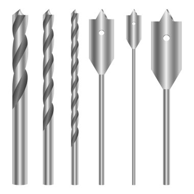 Metalik sondaj seti vektör tasarımı çizimi beyaz arkaplanda izole edildi