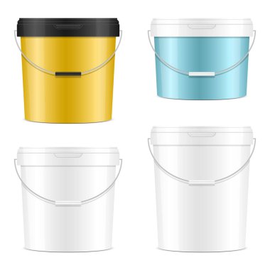 Beyaz arkaplanda izole edilmiş boya kovası vektör tasarımı çizimi