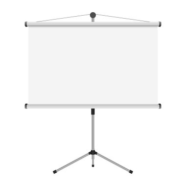 Beyaz arkaplanda izole edilmiş projeksiyon ekran vektör tasarımı çizimi