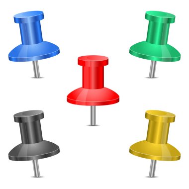 Beyaz arkaplanda izole edilmiş pin set vektör tasarımı çizimi