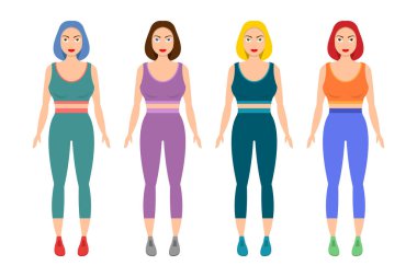 Beyaz arkaplanda izole edilmiş spor kadın vektör tasarımı çizimi