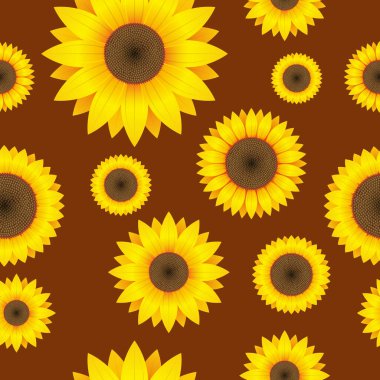 Ayçiçeği desensiz vektör tasarımı çizimi