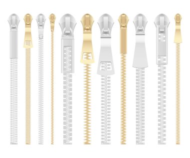 Fermuar, beyaz arkaplanda izole edilmiş vektör tasarımı çizimi