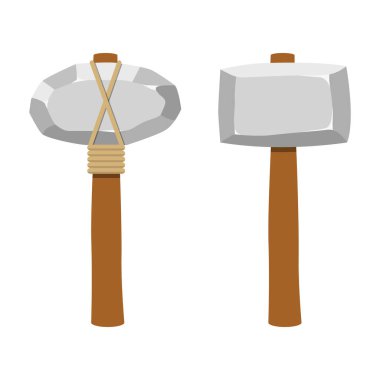 Beyaz zemin üzerinde izole edilmiş antik taş silah vektör tasarımı çizimi