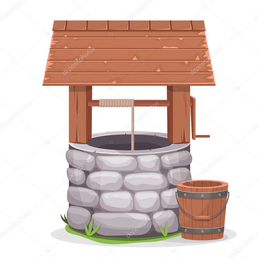 Old water well vector design illustration isolated on white background