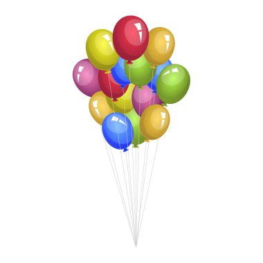Beyaz arkaplanda izole edilmiş renkli balonlar vektör tasarımı çizimi