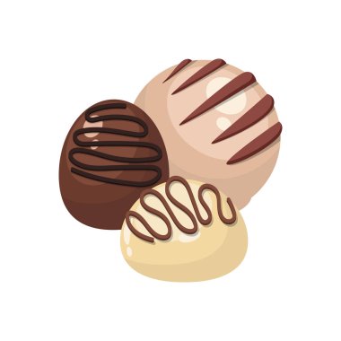 Beyaz arkaplanda izole edilmiş çikolatalı şeker vektör tasarımı çizimi