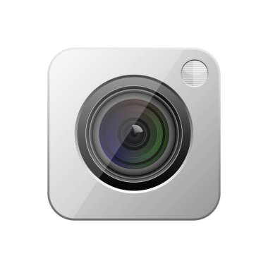 Beyaz arkaplanda izole edilmiş akıllı telefon kamera vektör tasarımı çizimi