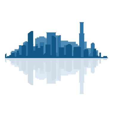 Beyaz arkaplanda şehir silueti vektör tasarımı çizimi izole edildi