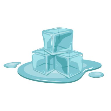 Beyaz arkaplanda izole edilmiş buz küpü vektör tasarımı çizimi