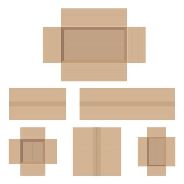 Karton kutu üst görünüm vektör tasarımı çizimi beyaz arkaplanda izole edildi