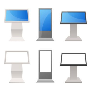 Beyaz arkaplanda izole edilmiş dijital kiosk vektör tasarımı çizimi