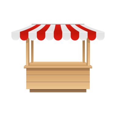 Boş pazar stand vektör tasarımı çizimi beyaz arkaplanda izole edildi