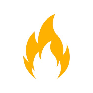 Beyaz arkaplanda izole edilmiş ateş simgesi vektör tasarımı çizimi