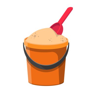 Kum vektörü tasarımı resimli kova beyaz arkaplanda izole edildi