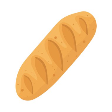 Beyaz arkaplanda izole edilmiş taze ekmek vektör tasarımı çizimi