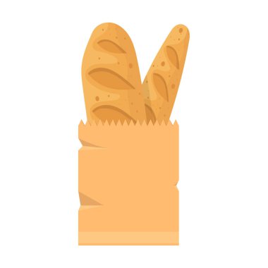 Beyaz arkaplanda izole edilmiş taze ekmek vektör tasarımı çizimi