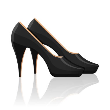 Yüksek topuklu ayakkabı vektör tasarımı çizimi beyaz arkaplanda izole edildi