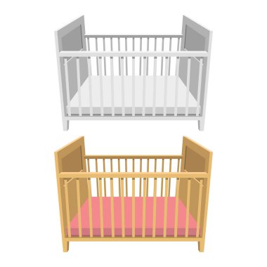 Bebek yatağı tasarımı çizimi beyaz arkaplanda izole edildi