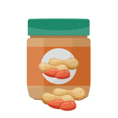 Fıstık ezmesi kavanozu vektör tasarımı çizimi beyaz arkaplanda izole edildi