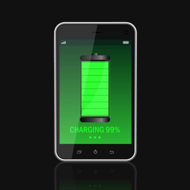 Dijital aygıt şarj vektör tasarımı çizimi siyah arkaplan üzerinde izole