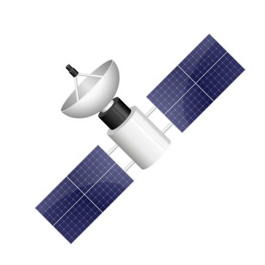 Beyaz arkaplanda izole edilmiş uydu vektör tasarımı çizimi