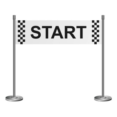 Beyaz arkaplanda izole edilmiş başlangıç çizgisi vektör tasarımı çizimi