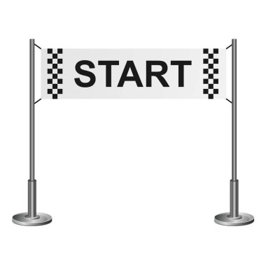 Beyaz arkaplanda izole edilmiş başlangıç çizgisi vektör tasarımı çizimi