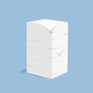 Mavi arkaplanda izole edilmiş beyaz sayfa vektör tasarımı çizimi yığını