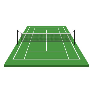 Tenis alanı vektör tasarımı çizimi beyaz arkaplanda izole edildi