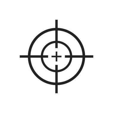 Crosshair simgesi vektör tasarımı çizimi beyaz arkaplanda izole edildi