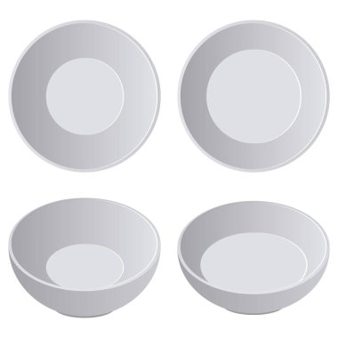 Beyaz arkaplanda izole edilmiş gerçekçi porselen tabaka vektör tasarımı çizimi