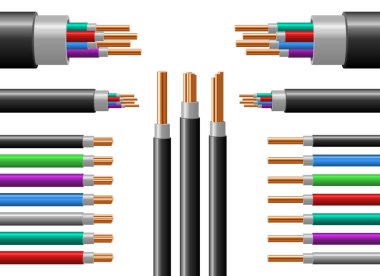Beyaz arkaplanda izole edilmiş bakır tel vektör tasarımı çizimi