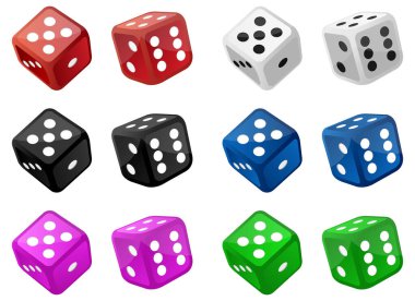 Kumarhane zar tasarımı çizimi beyaz arkaplanda izole edildi