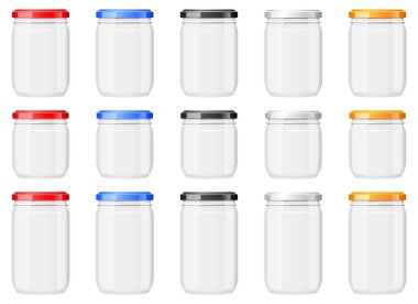 Boş cam kavanoz vektör tasarımı çizimi beyaz arkaplanda izole edildi