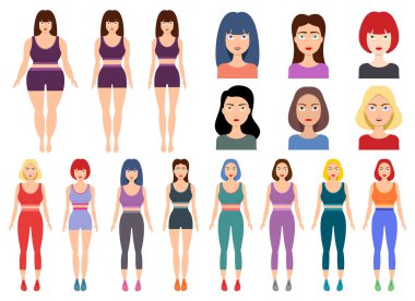 Beyaz arkaplanda izole edilmiş spor kadın vektör tasarımı çizimi