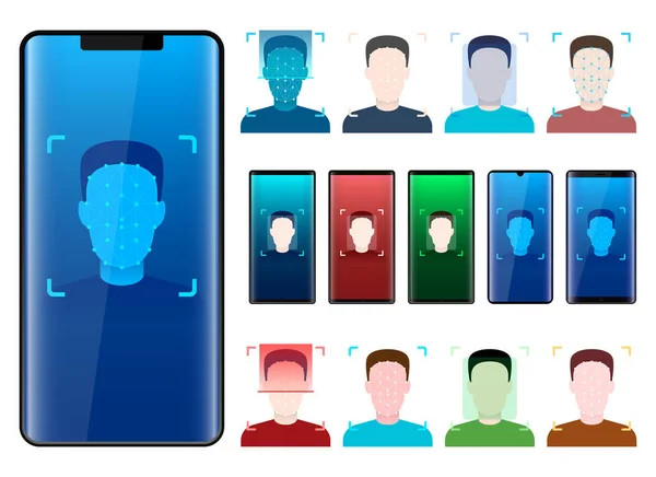 Ověření Obličeje Odemknout Vektor Design Ilustrace Izolované Bílém Pozadí — Stockový vektor
