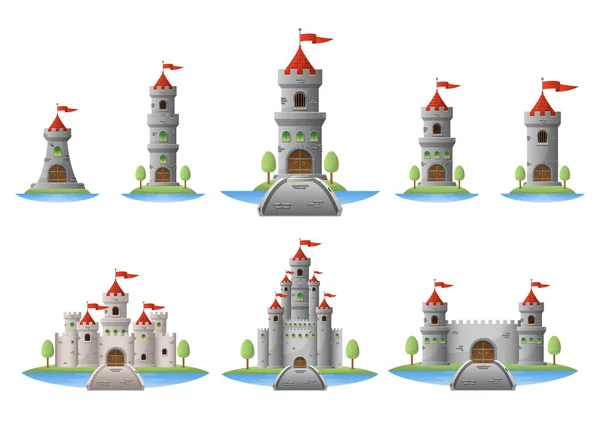 Ilustración Medieval Del Diseño Vectorial Del Castillo Aislado Sobre Fondo — Vector de stock