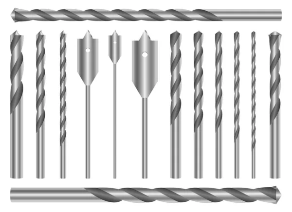 Metallborr Set Vektor Design Illustration Isolerad Vit Bakgrund — Stock vektor