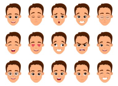 Beyaz arkaplanda izole edilmiş yüz ifadesi vektör tasarımı çizimi