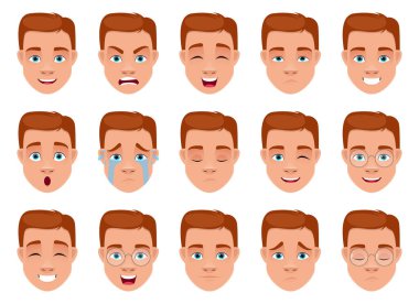 Beyaz arkaplanda izole edilmiş yüz ifadesi vektör tasarımı çizimi