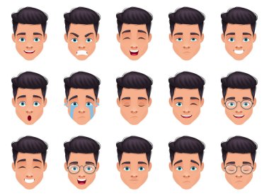 Beyaz arkaplanda izole edilmiş yüz ifadesi vektör tasarımı çizimi