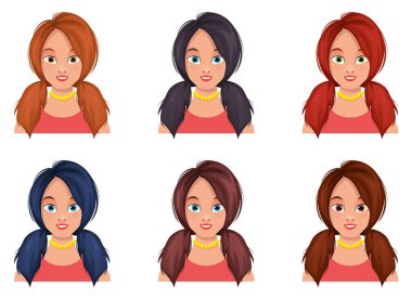 Beyaz arkaplanda izole edilmiş kadın yüz vektör tasarımı çizimi