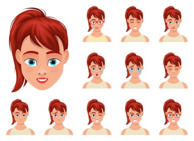 Beyaz arkaplanda izole edilmiş kadın yüz ifadesi vektör tasarımı çizimi