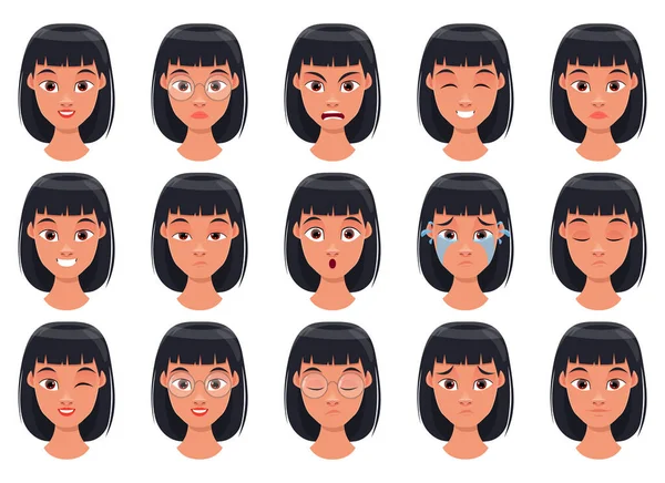 Mujer Cara Expresión Vector Diseño Ilustración Aislado Sobre Fondo Blanco — Vector de stock