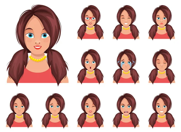 Mujer Cara Expresión Vector Diseño Ilustración Aislado Sobre Fondo Blanco — Vector de stock