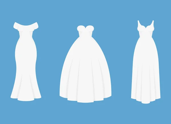 花嫁の白いドレスベクトルデザインイラストは青の背景に隔離 — ストックベクタ