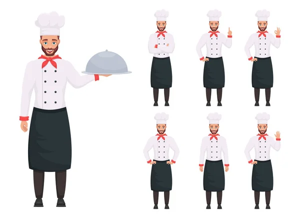 Chef Man Vektor Design Illusztráció Elszigetelt Fehér Háttér — Stock Vector