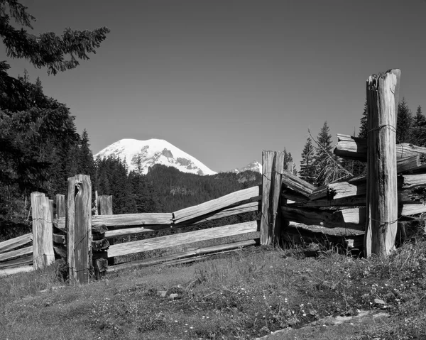 Mt Rainier Split demiryolu çiti siyah beyaz